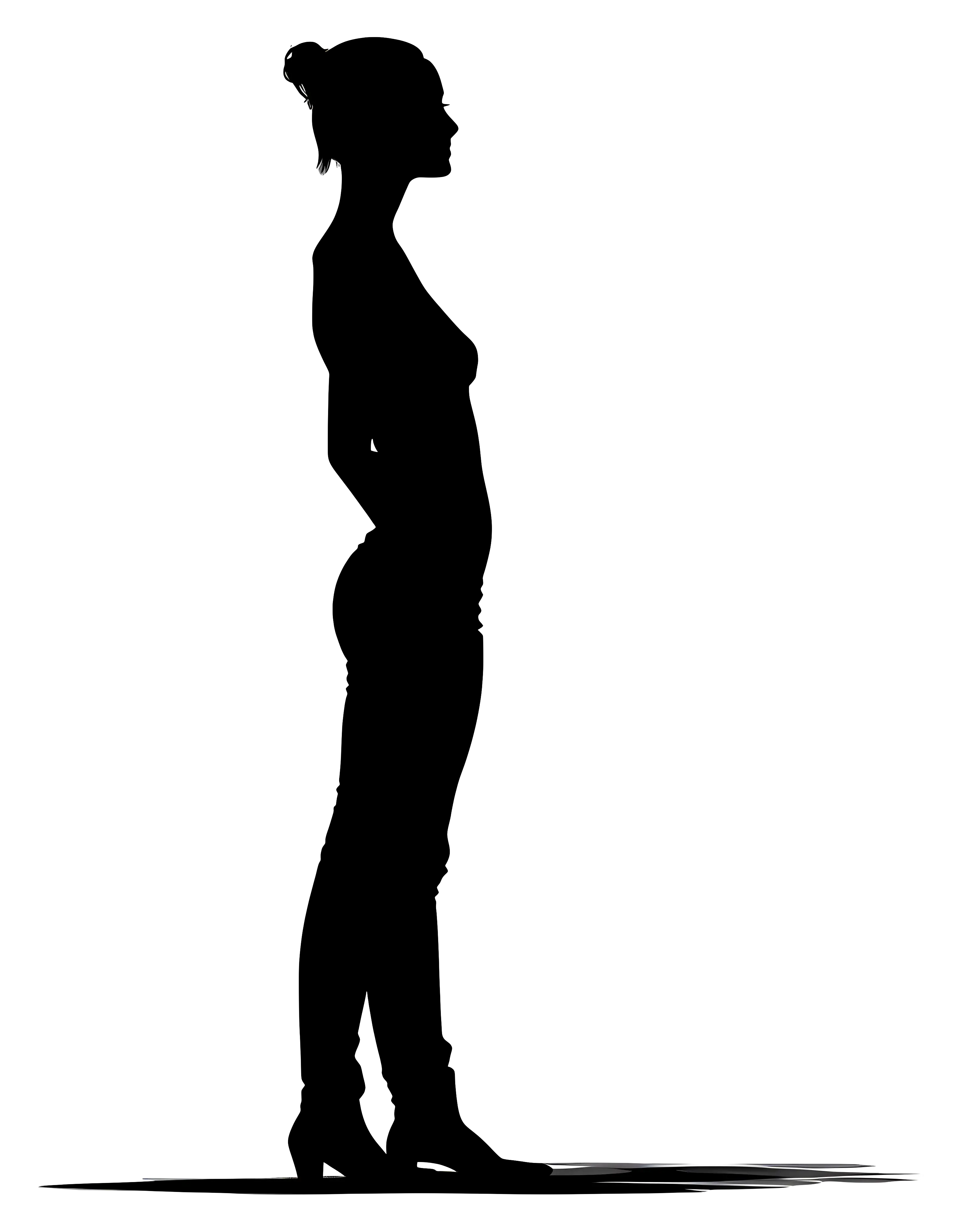 Silhouette of a Standing Woman in Profile