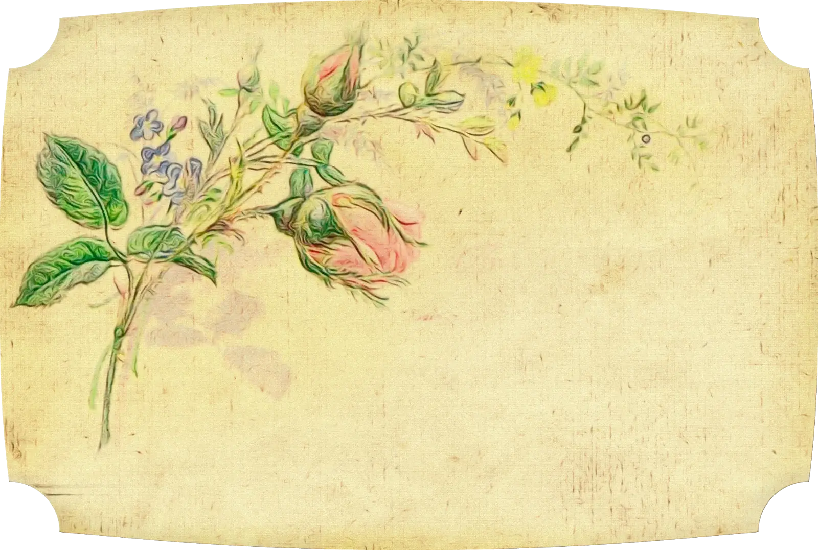 Vintage Floral Design on Antique Paper