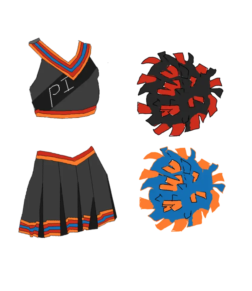 Cheerleader Outfit with Colorful Pom-Poms