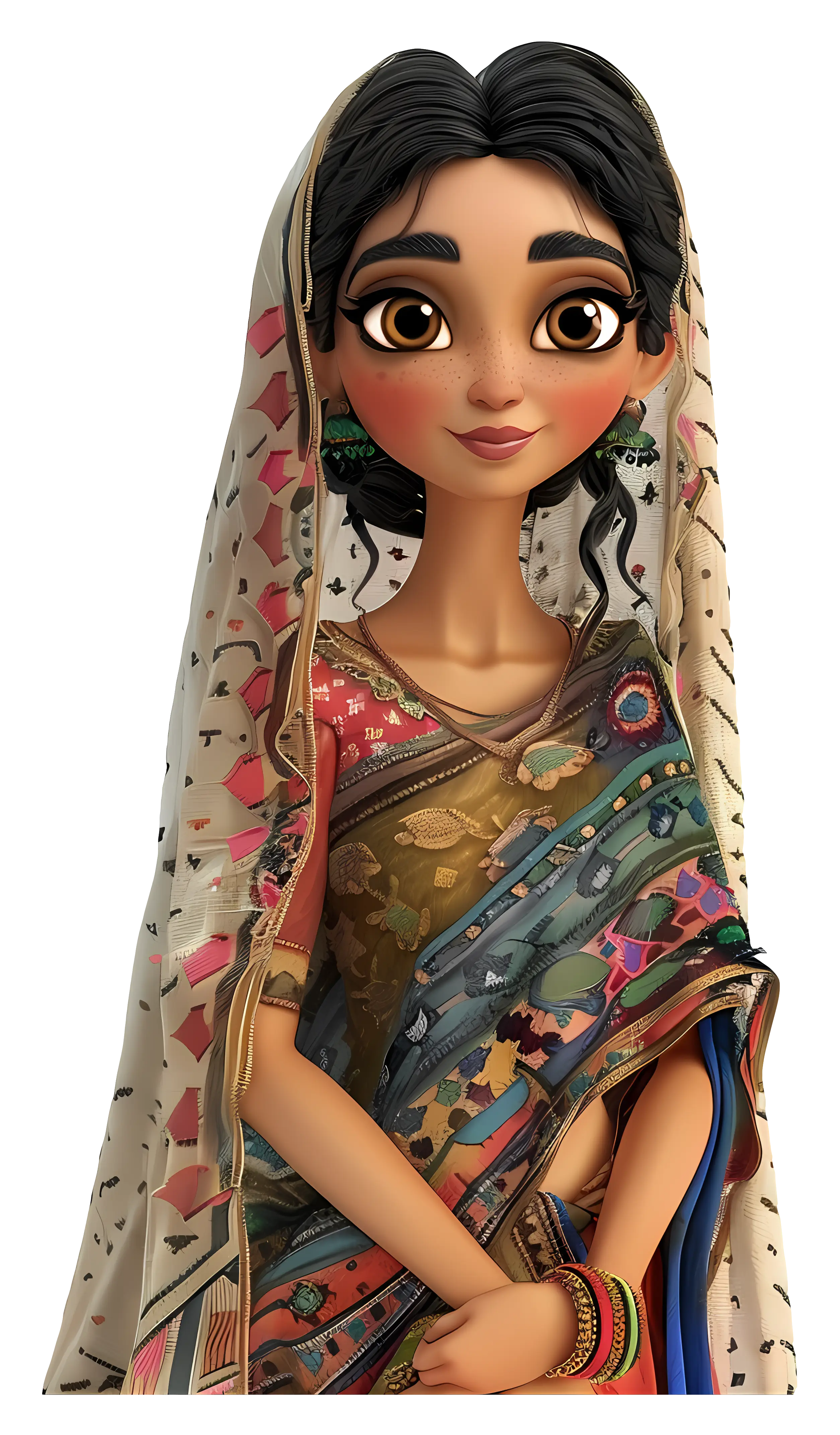 Animated Woman in Traditional Dress
