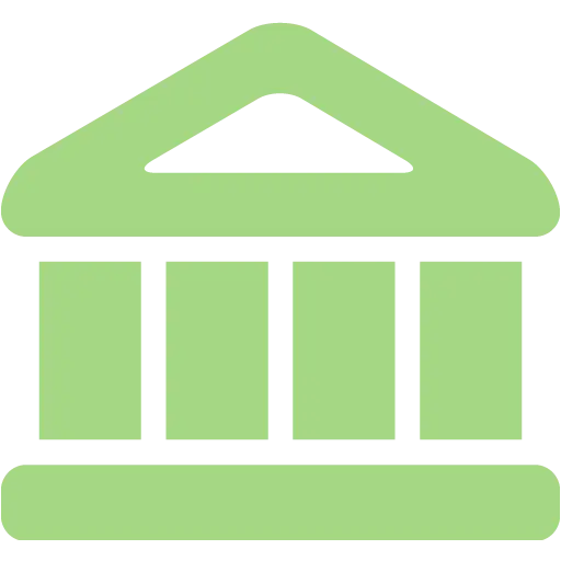 Green Bank Icon in Minimalist Style