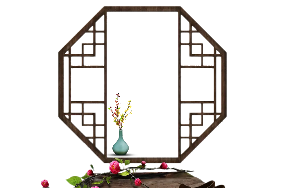 Decorative Wooden Frame with Vase