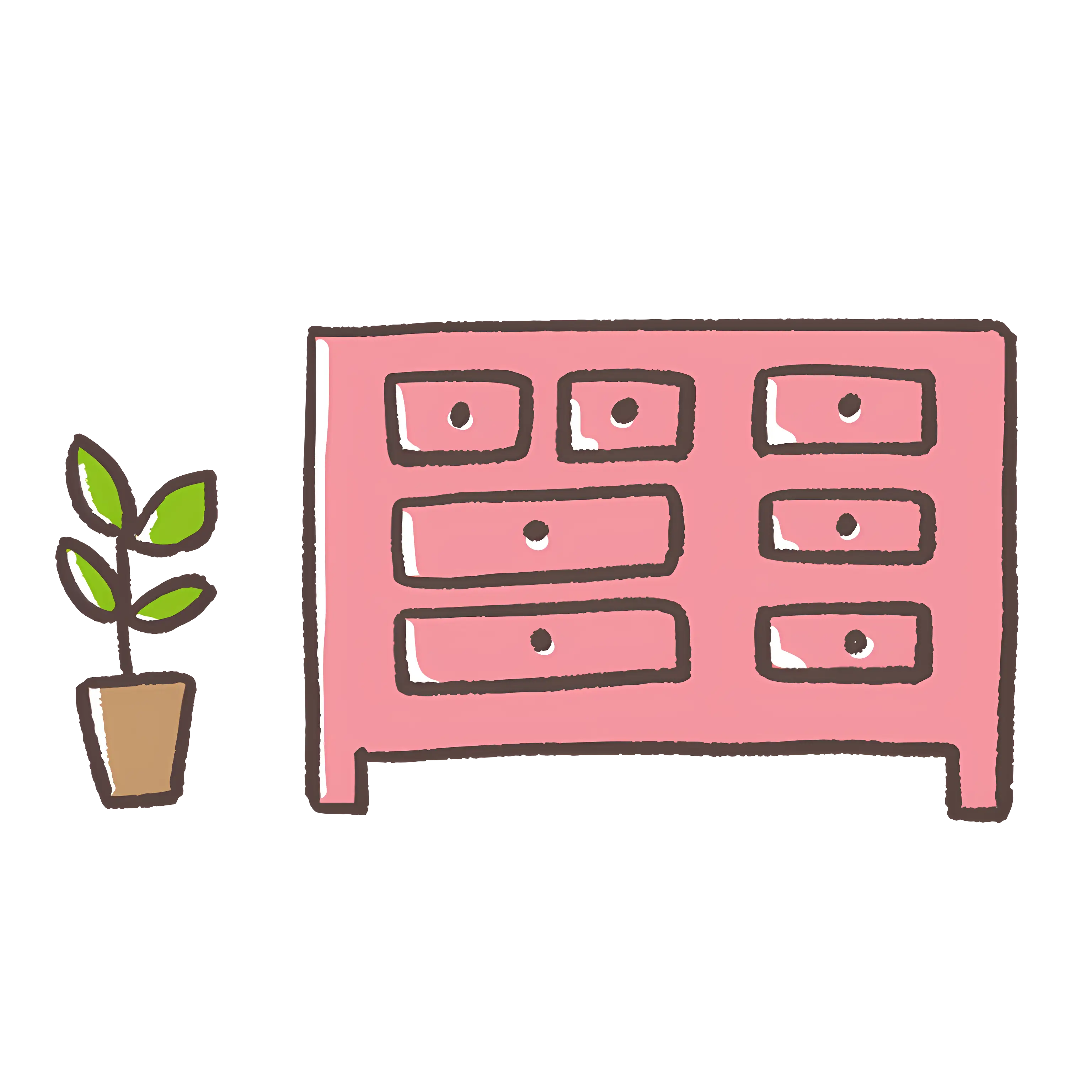 Pink Dresser with Plant