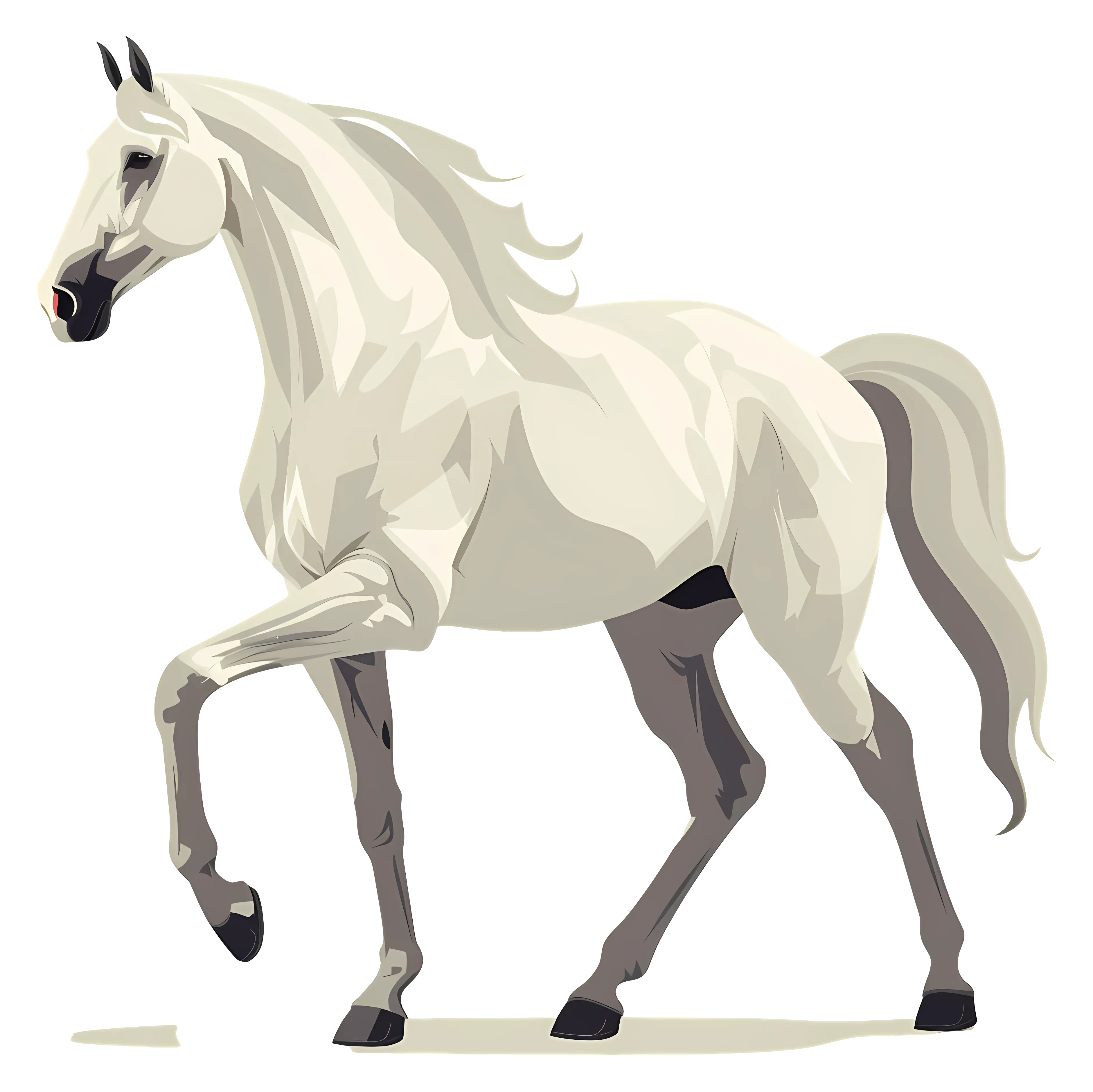 White Horse Walking Illustration