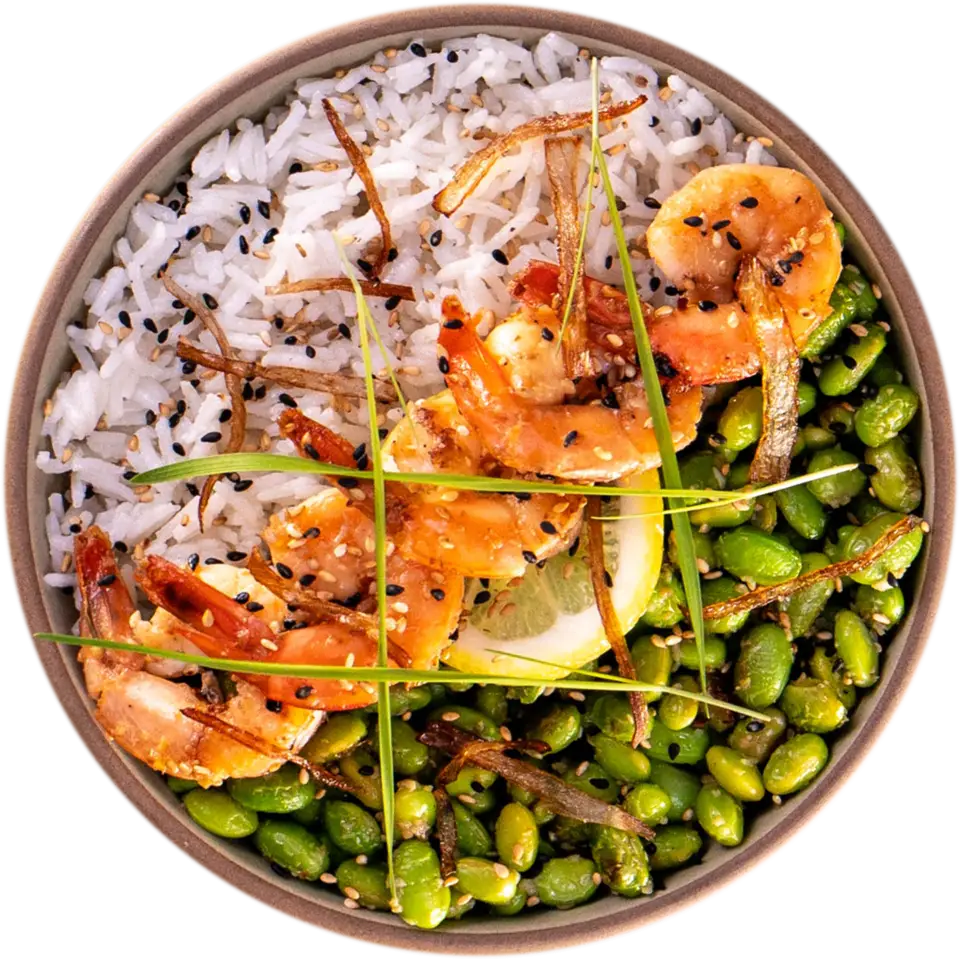 Shrimp Rice Bowl with Edamame