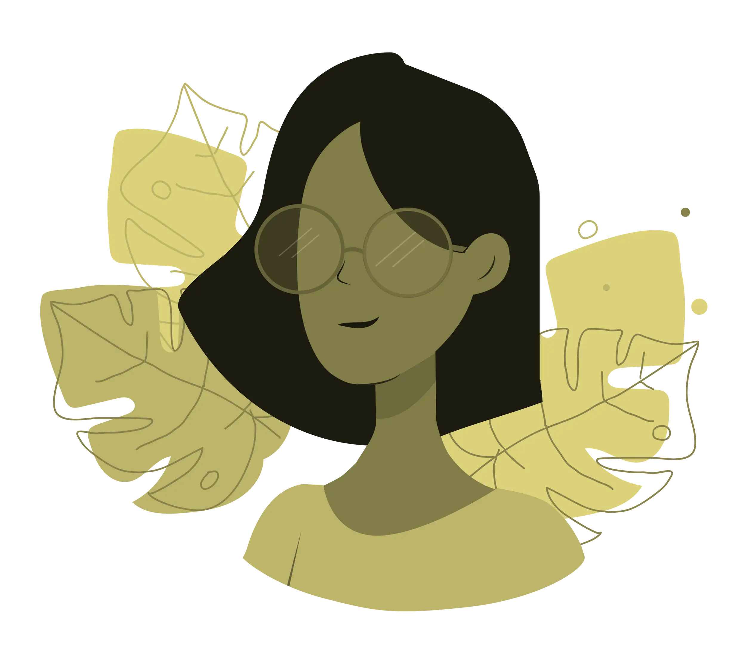 Woman Illustration with Leaves Theme