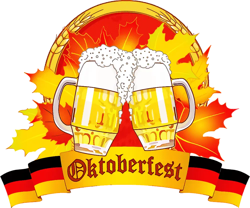 Oktoberfest Beer Mugs and Autumn Leaves
