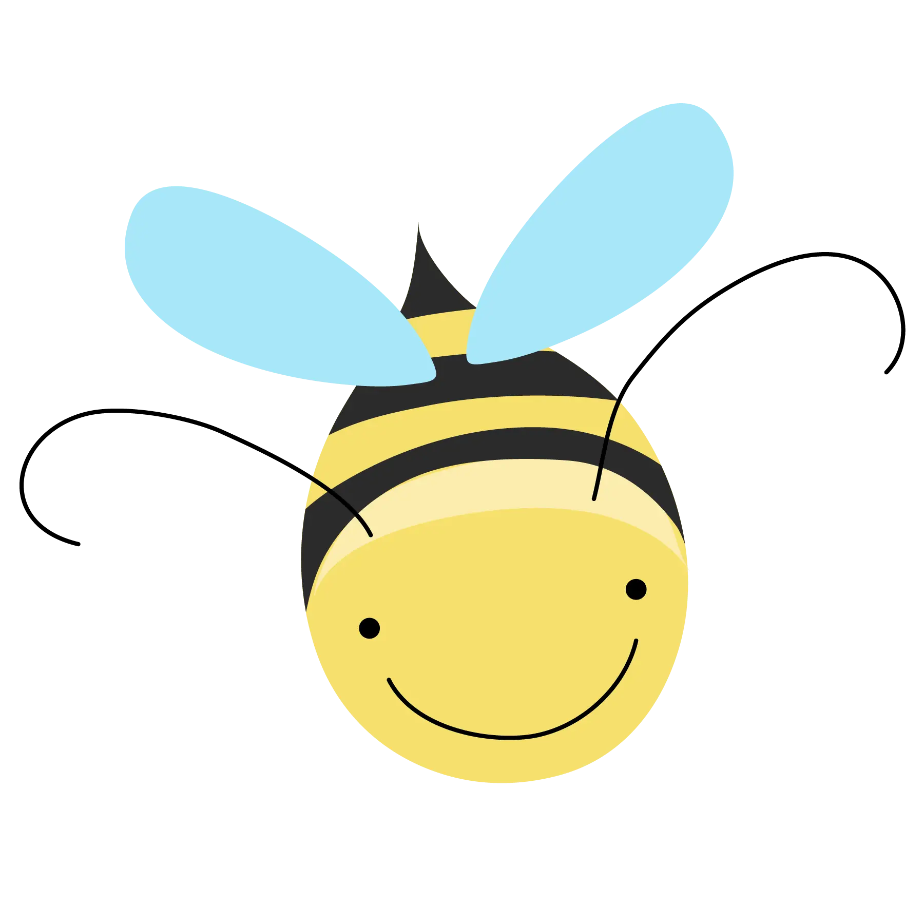 Smiling Cartoon Bee with Blue Wings