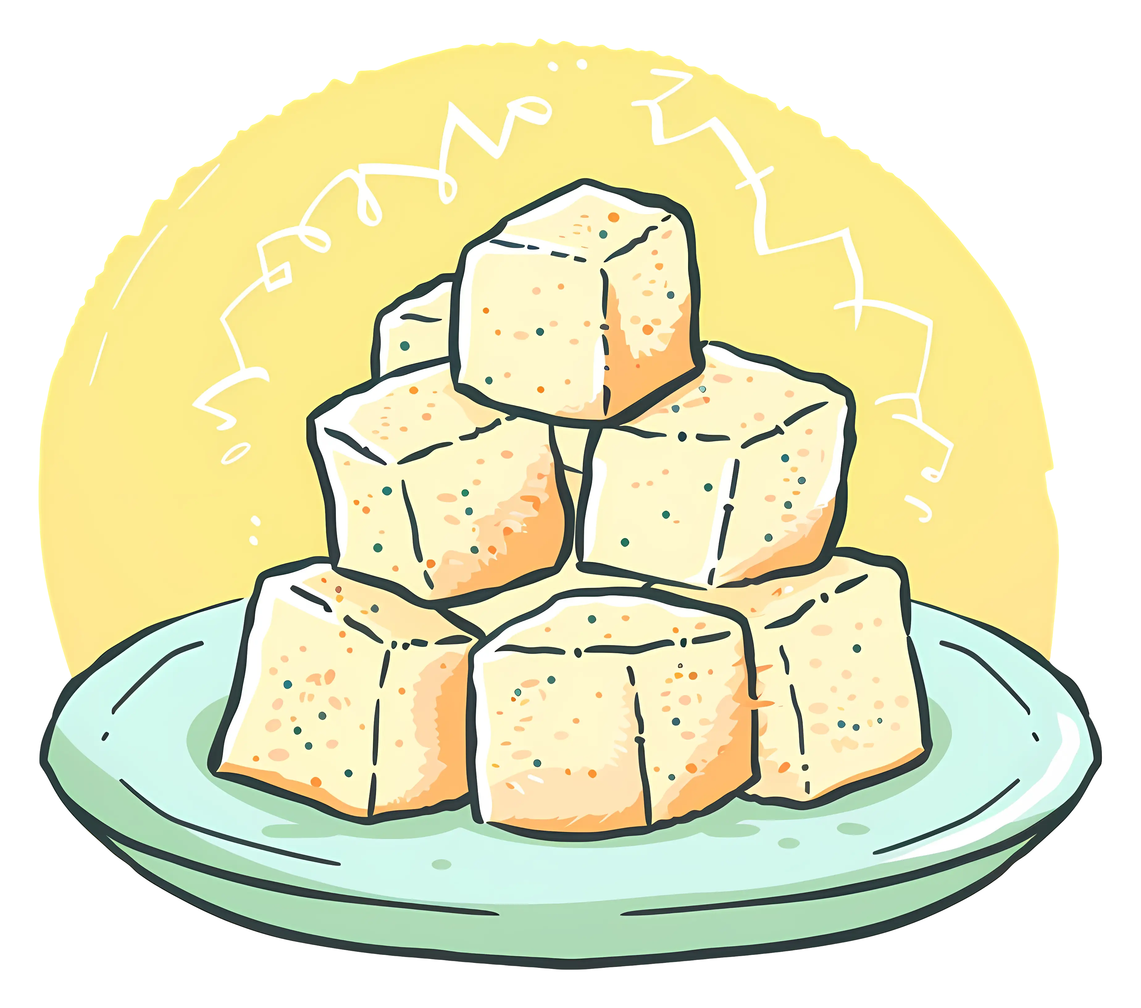 Stacked Cubes of Food on a Plate