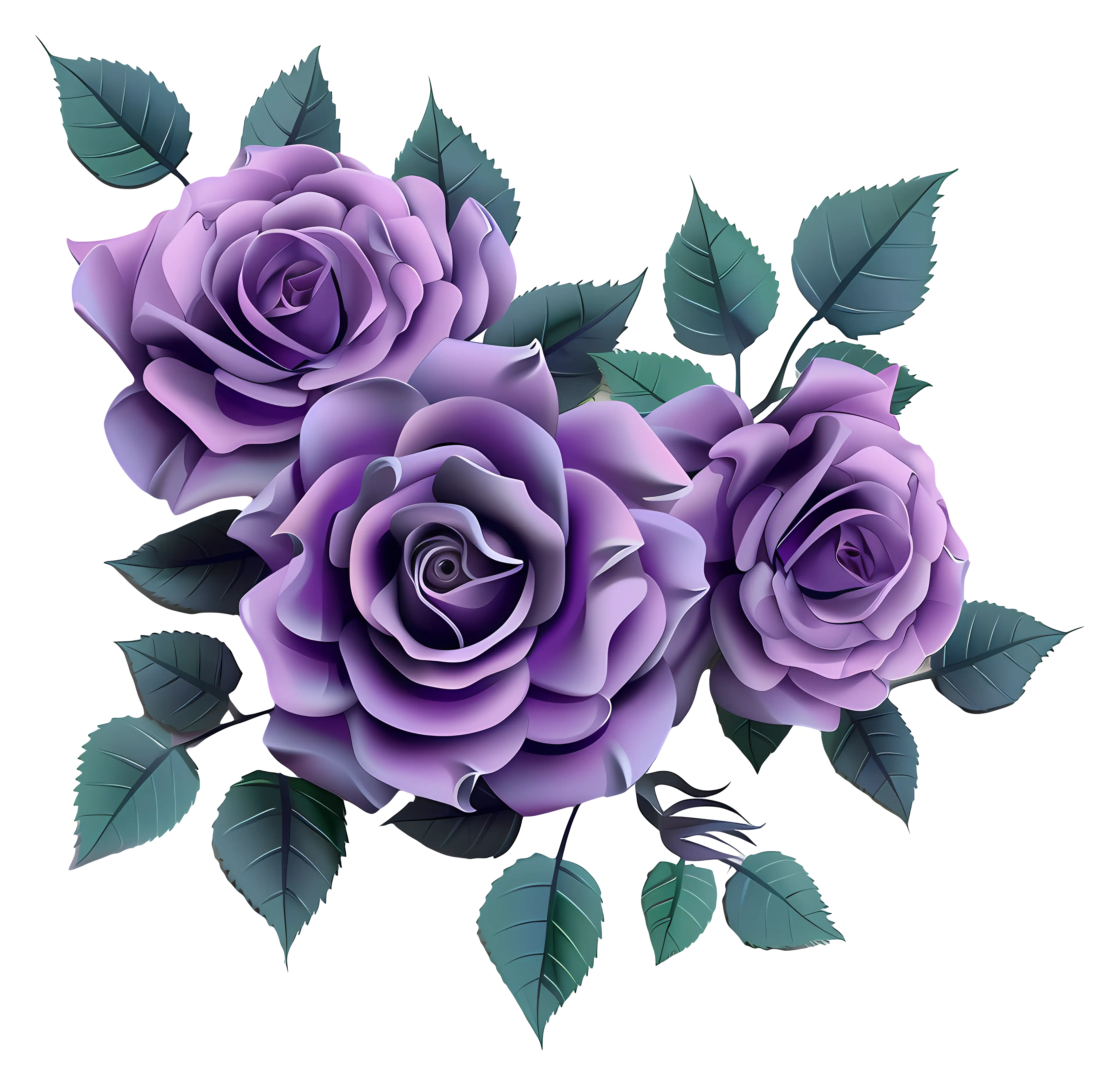 Purple Roses Floral Illustration