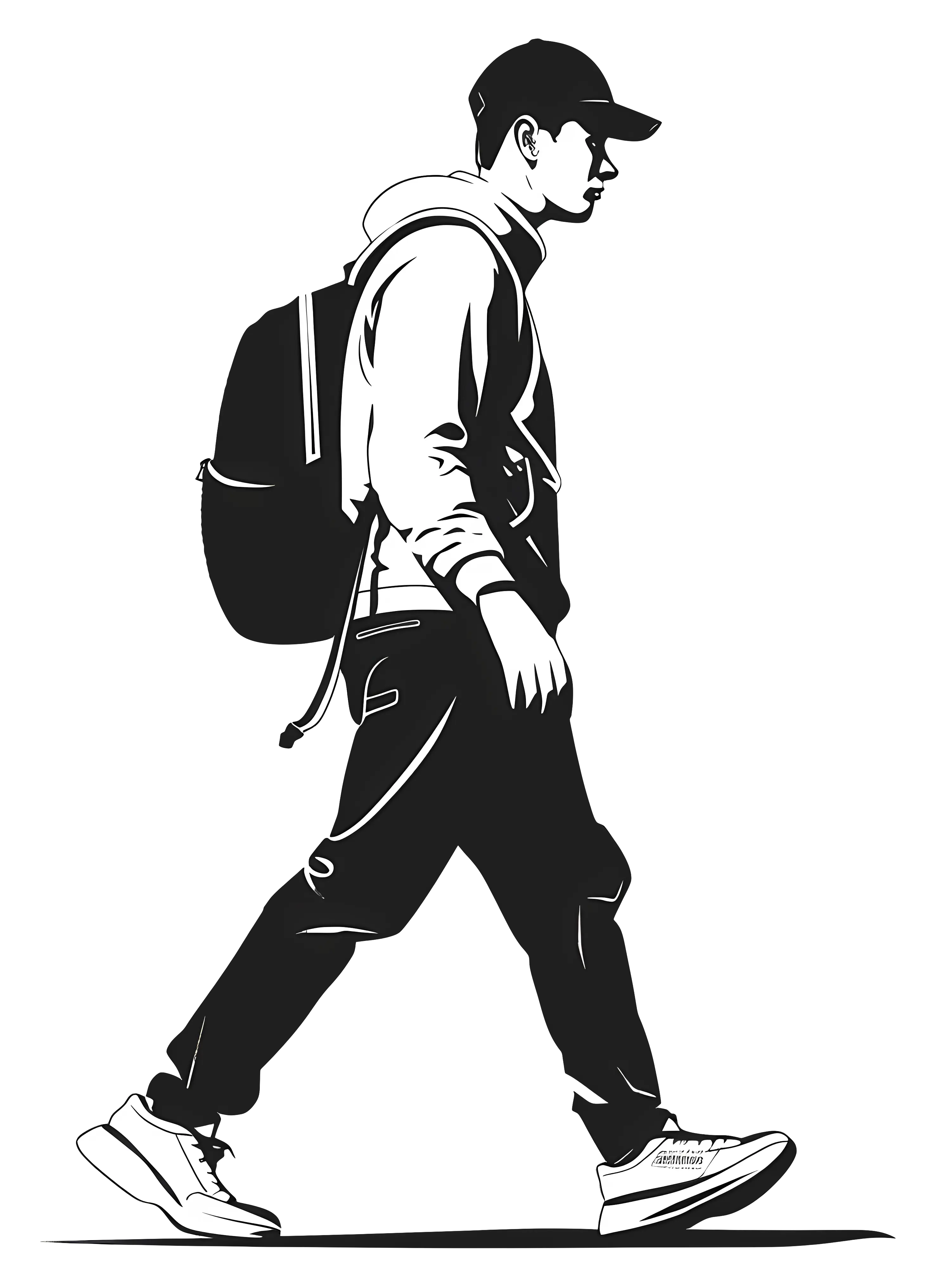 Walking Man with Backpack