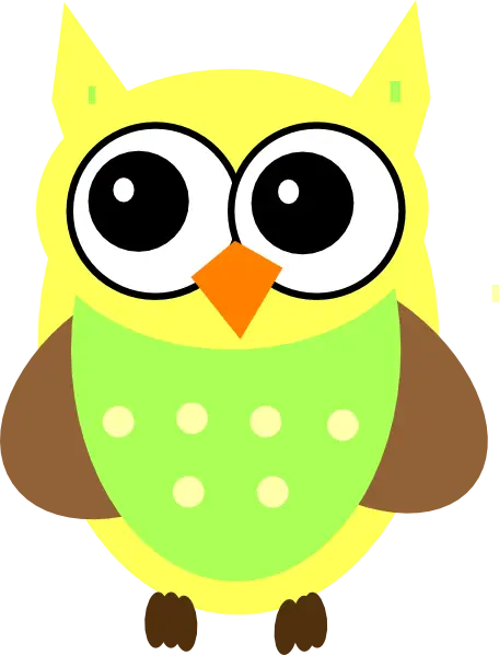 Yellow Cartoon Owl with Big Eyes
