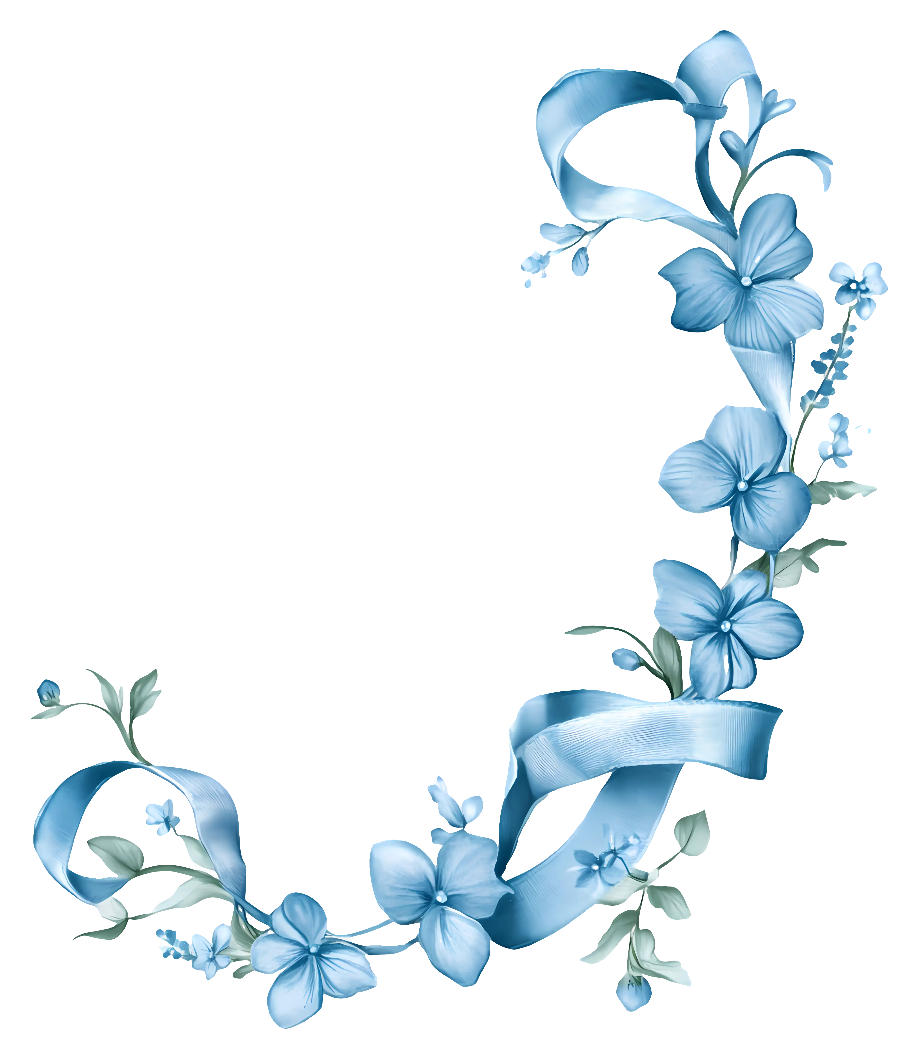 Blue Flowers with Ribbon