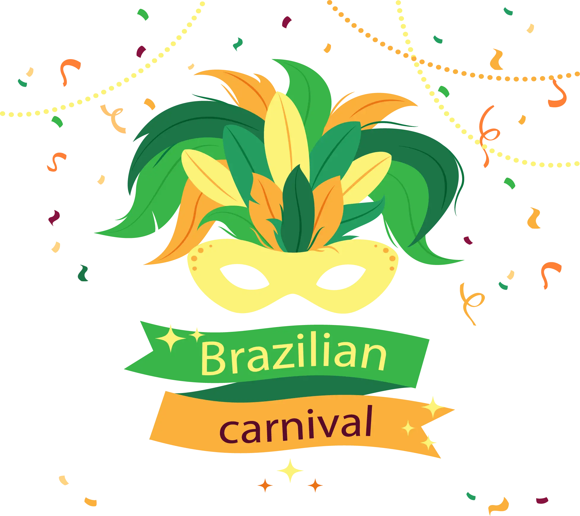 Colorful Brazilian Carnival Mask with Feathers