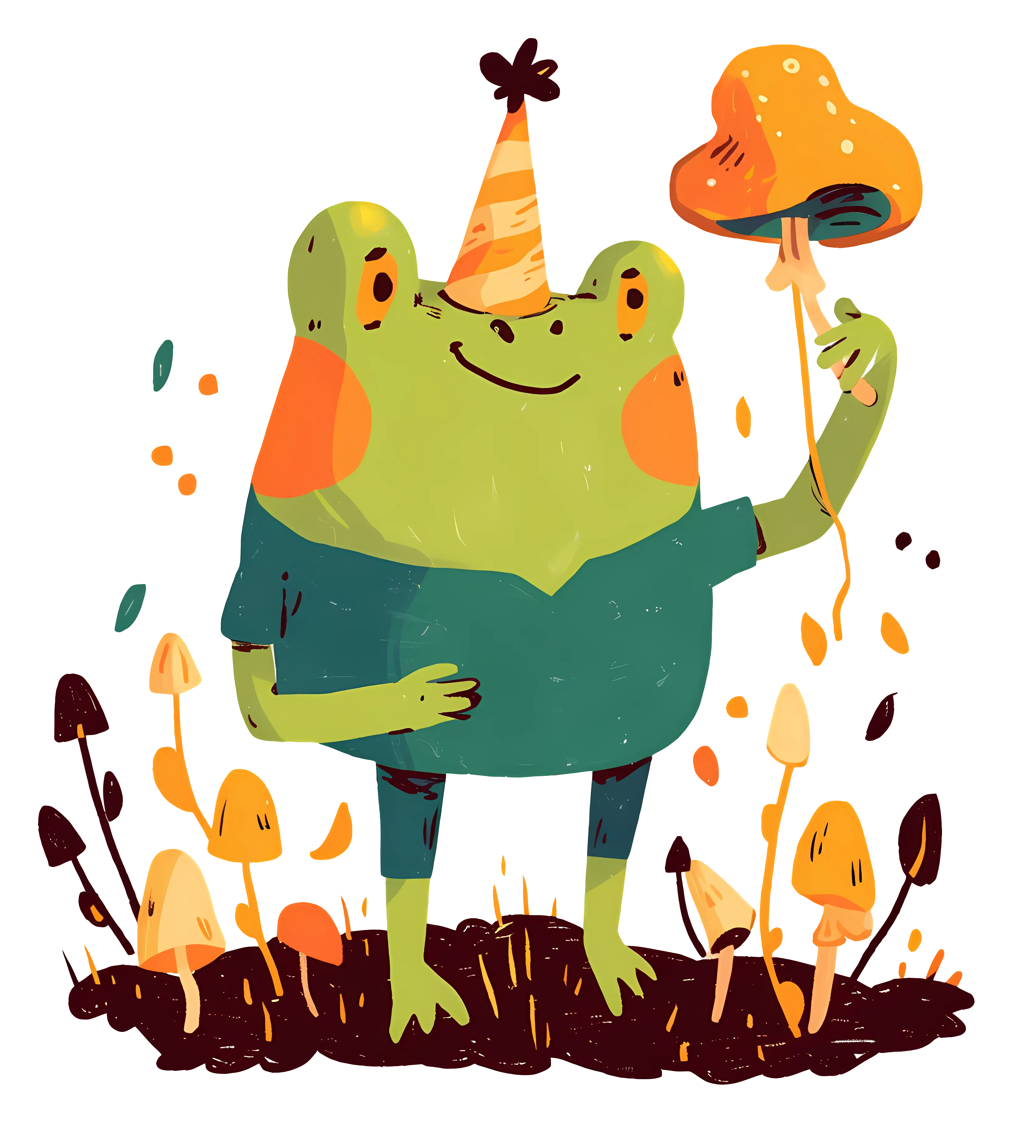 Frog with Party Hat Cartoon