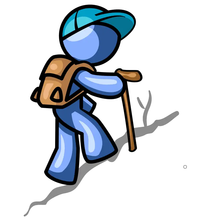 Cartoon Hiker with Cap and Stick