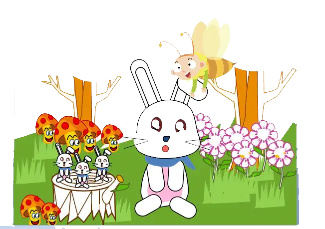 Rabbit and Bee in the Forest