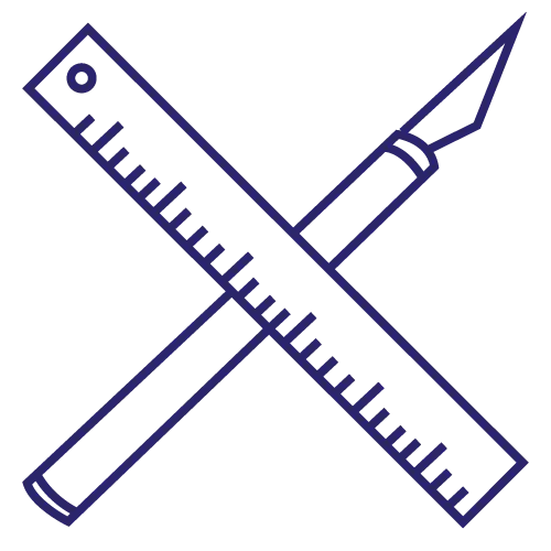 Ruler and Pen Icon in Minimalist Style