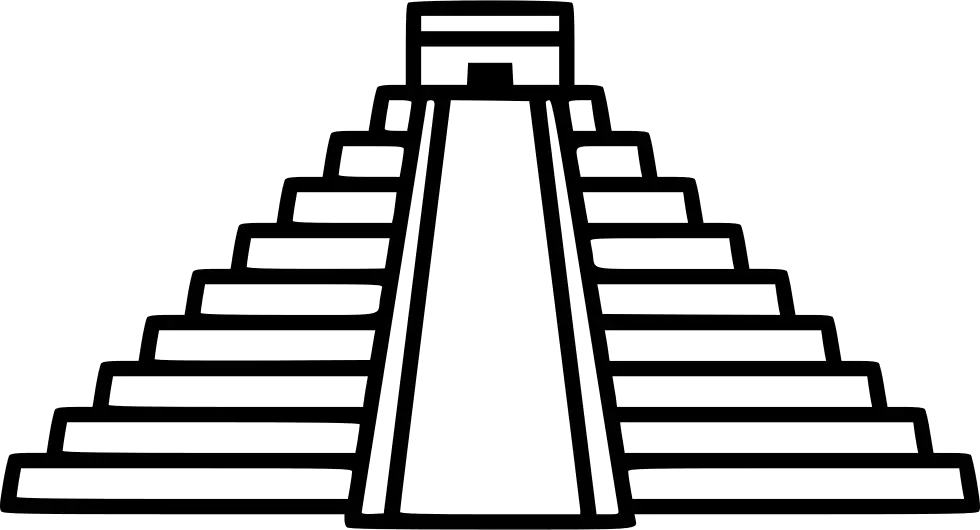 Mayan Pyramid Line Drawing for Historical Representation