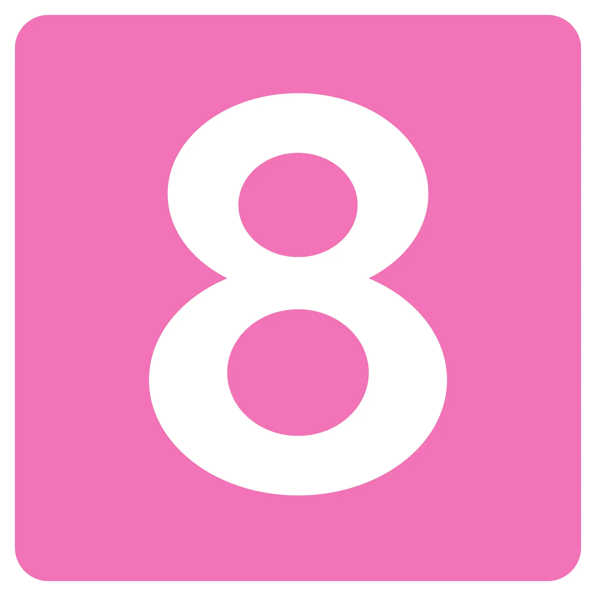 White Number 8 on Pink Background