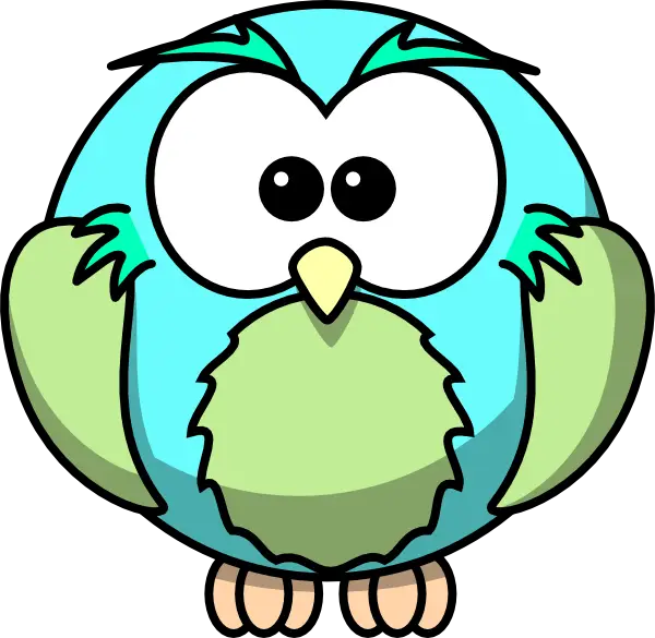 Adorable Blue Cartoon Owl Drawing