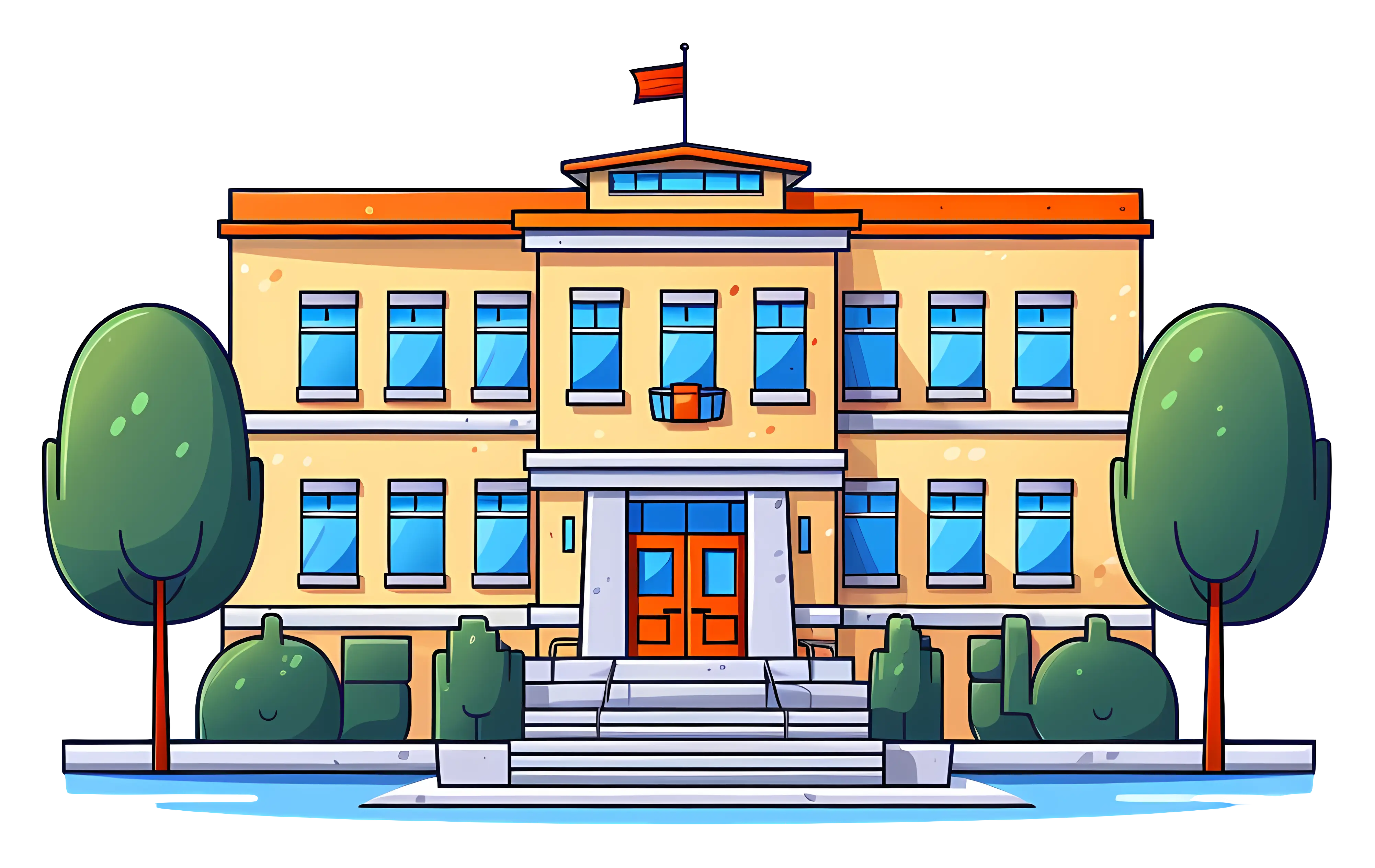 School Building Cartoon