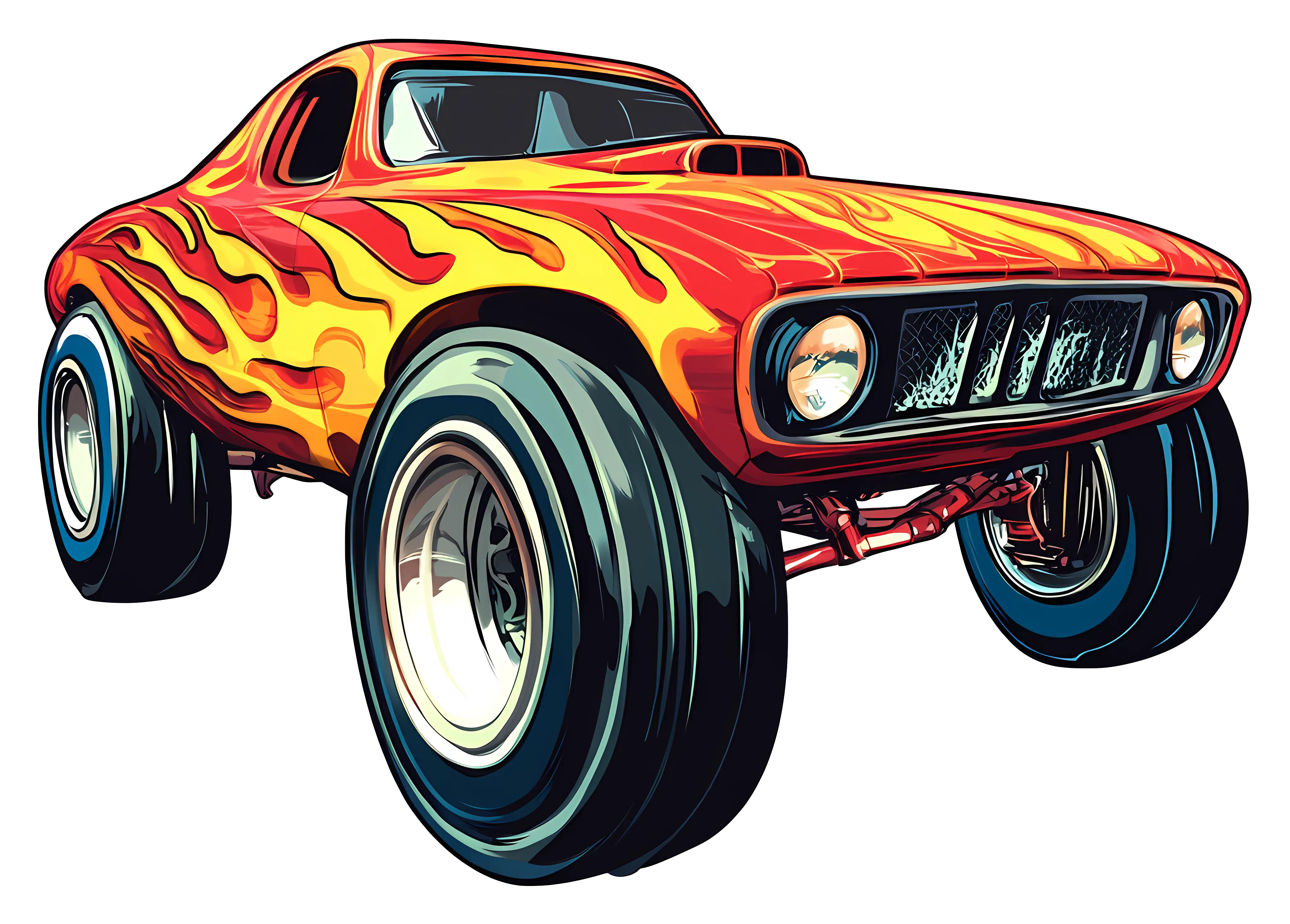 Flaming Car Illustration