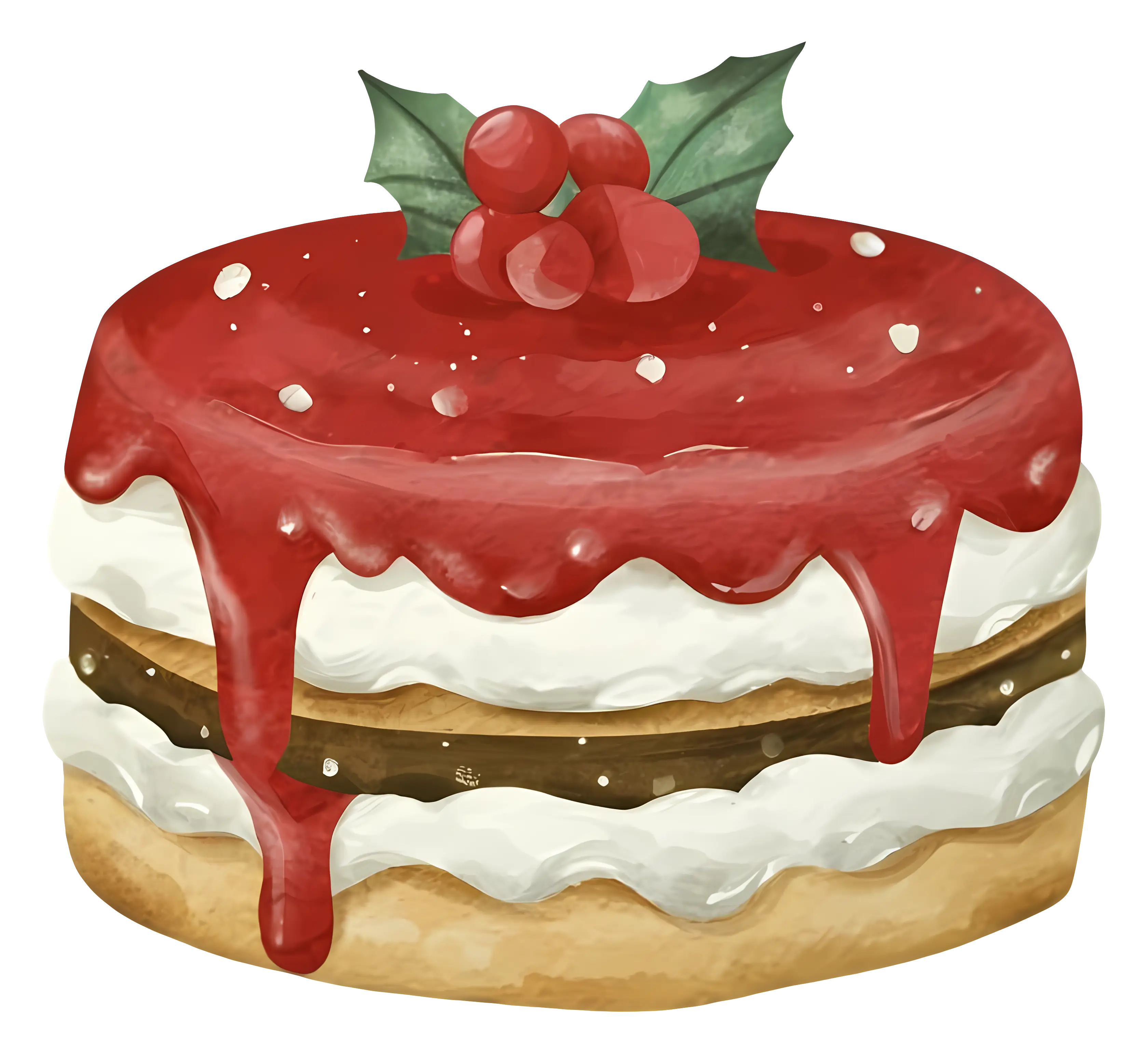 Christmas Cake with Red Icing