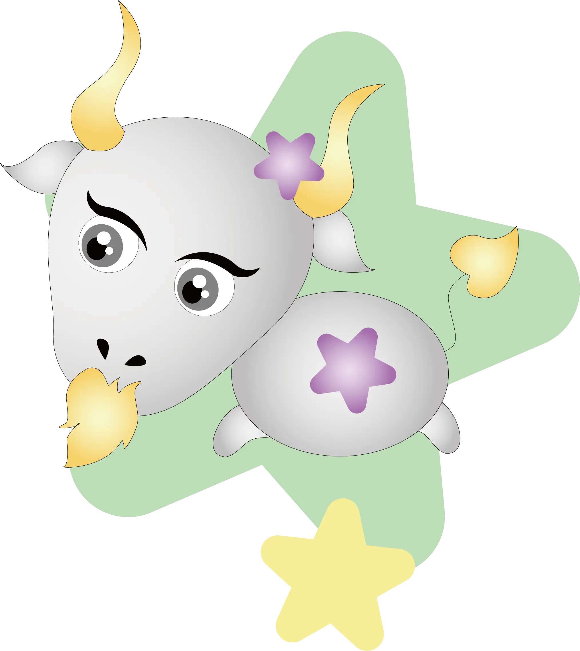 Zodiac Cow Illustration with Stars