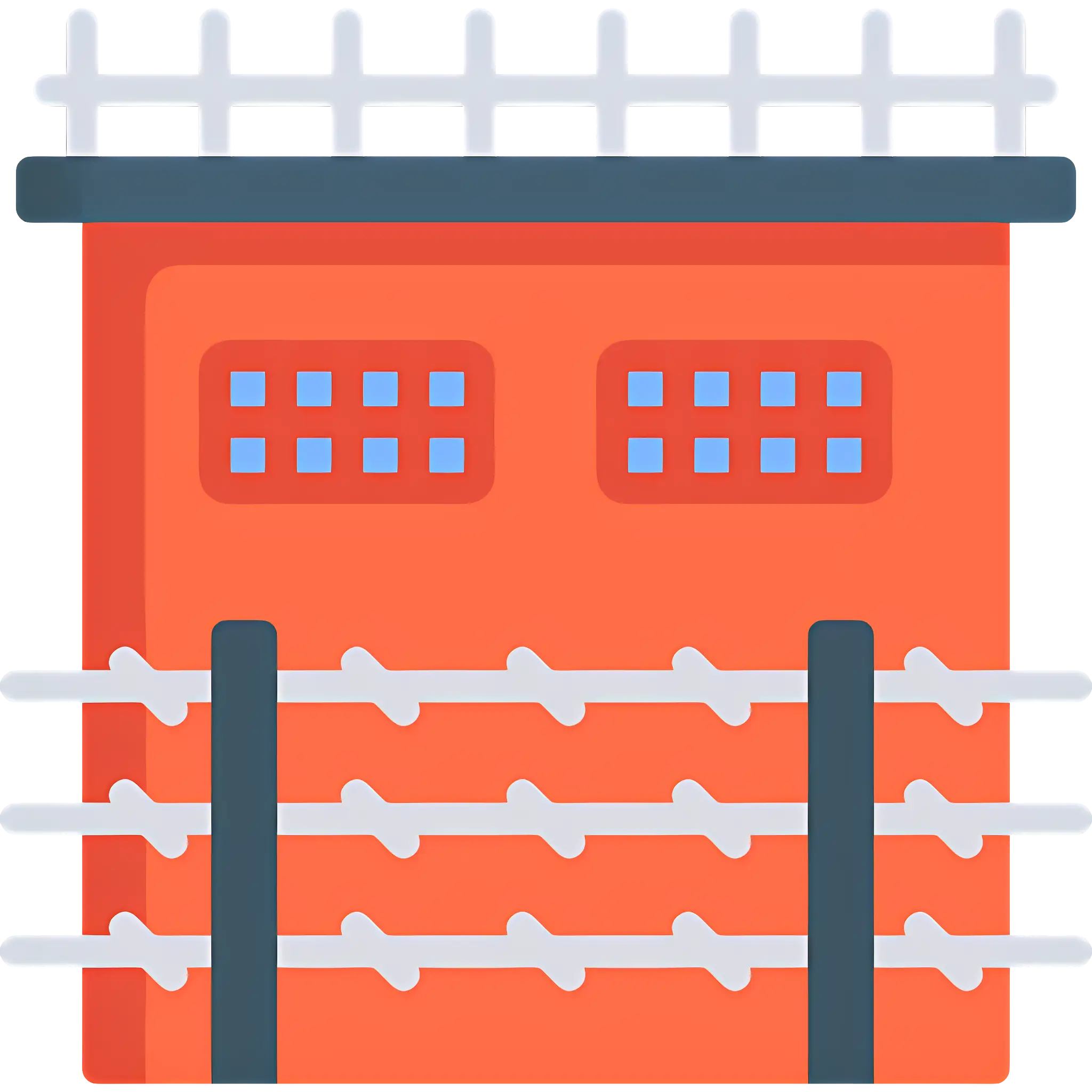 Prison Building with Barbed Wire