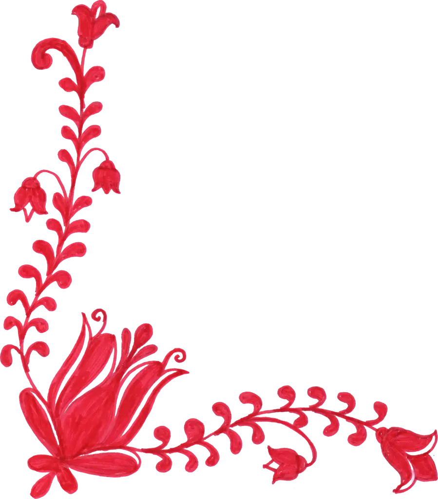 Red Floral Corner Pattern for Decoration
