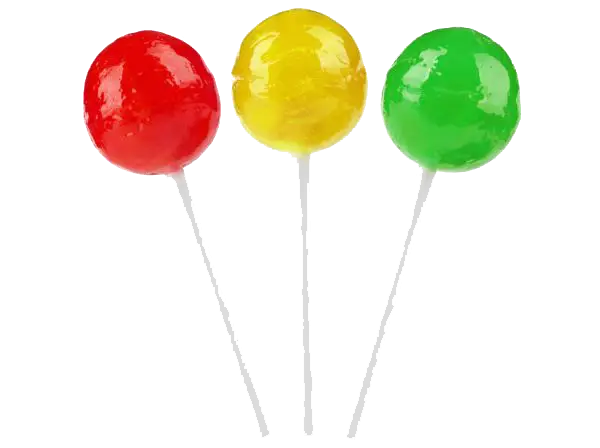 Colorful Lollipops in Red, Yellow, and Green