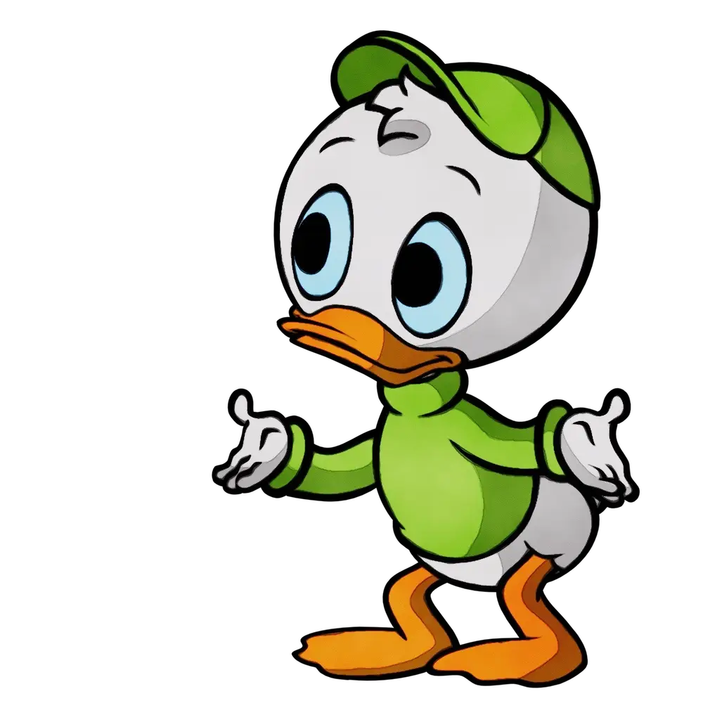 Cute Cartoon Duck in Green Hoodie