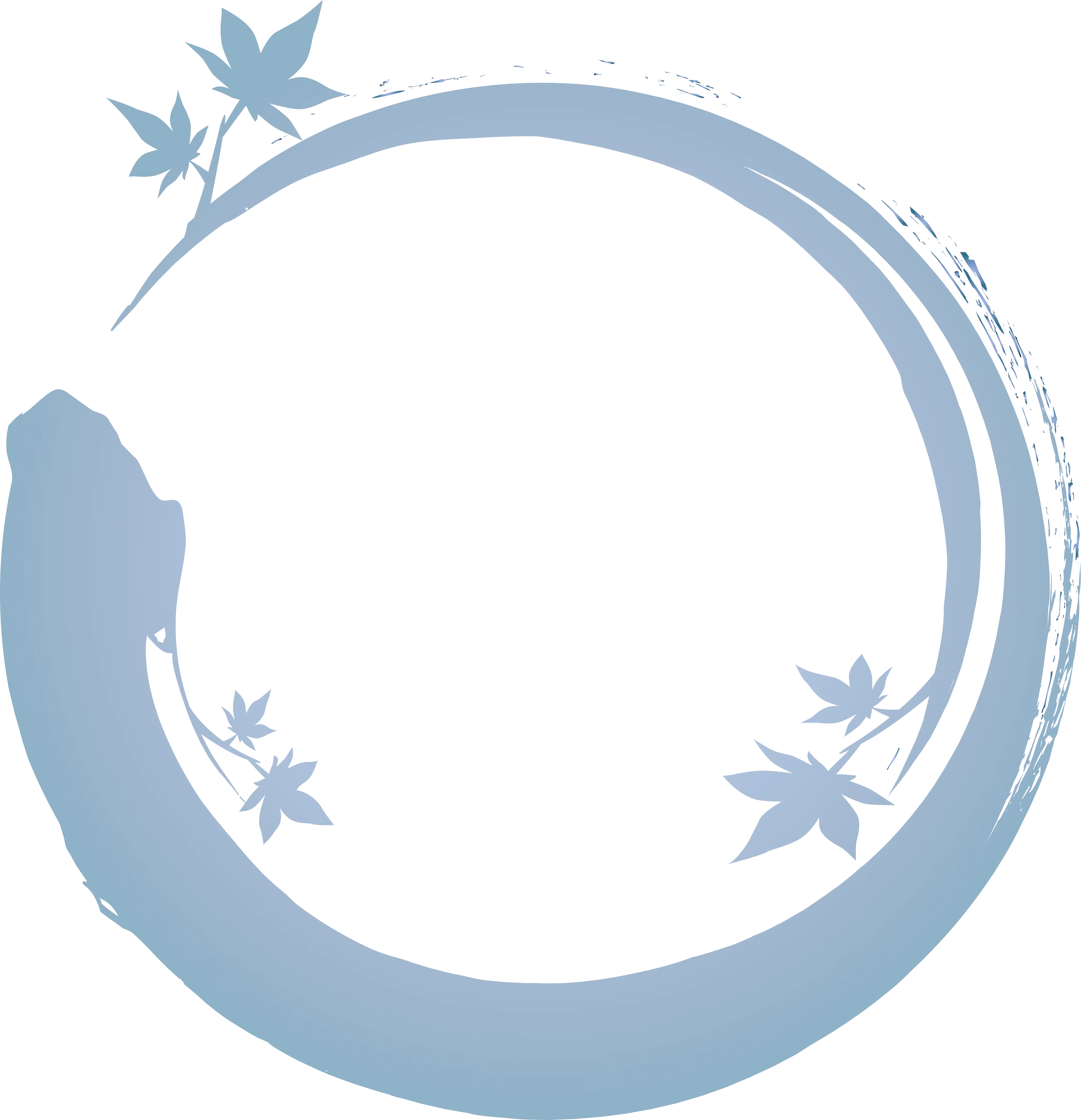Minimalist Blue Circle with Leaf Accents