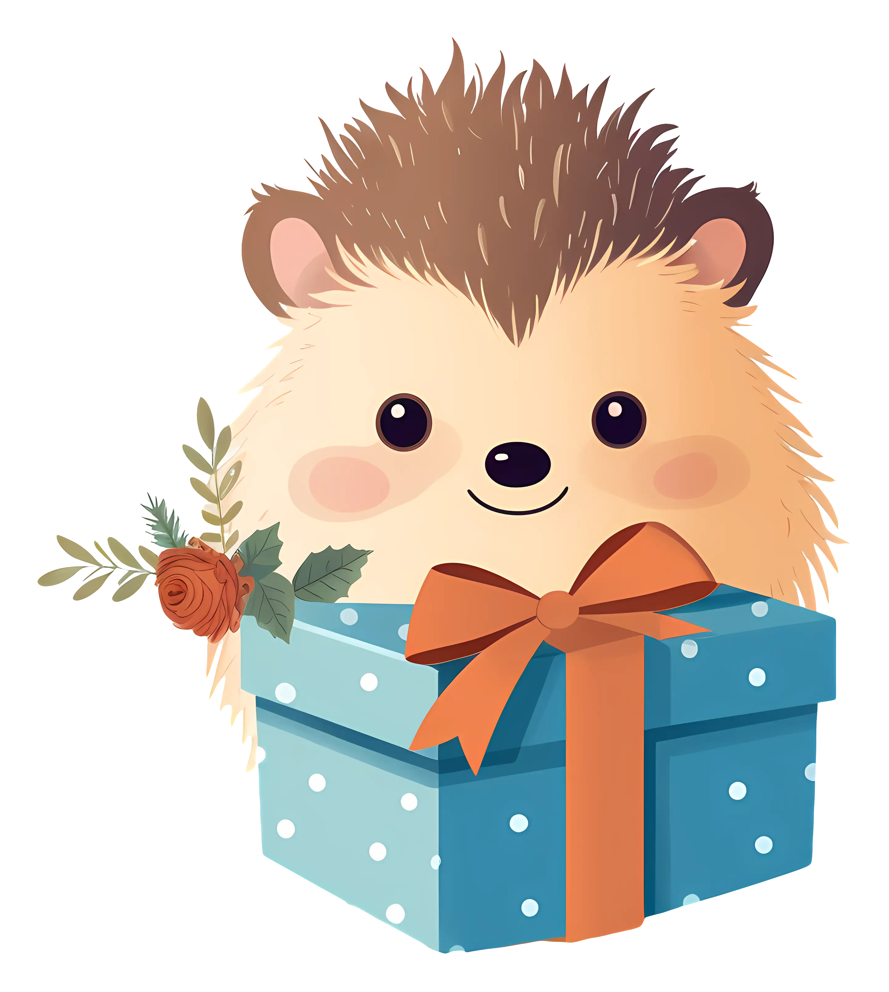 Cute Hedgehog in a Gift Box