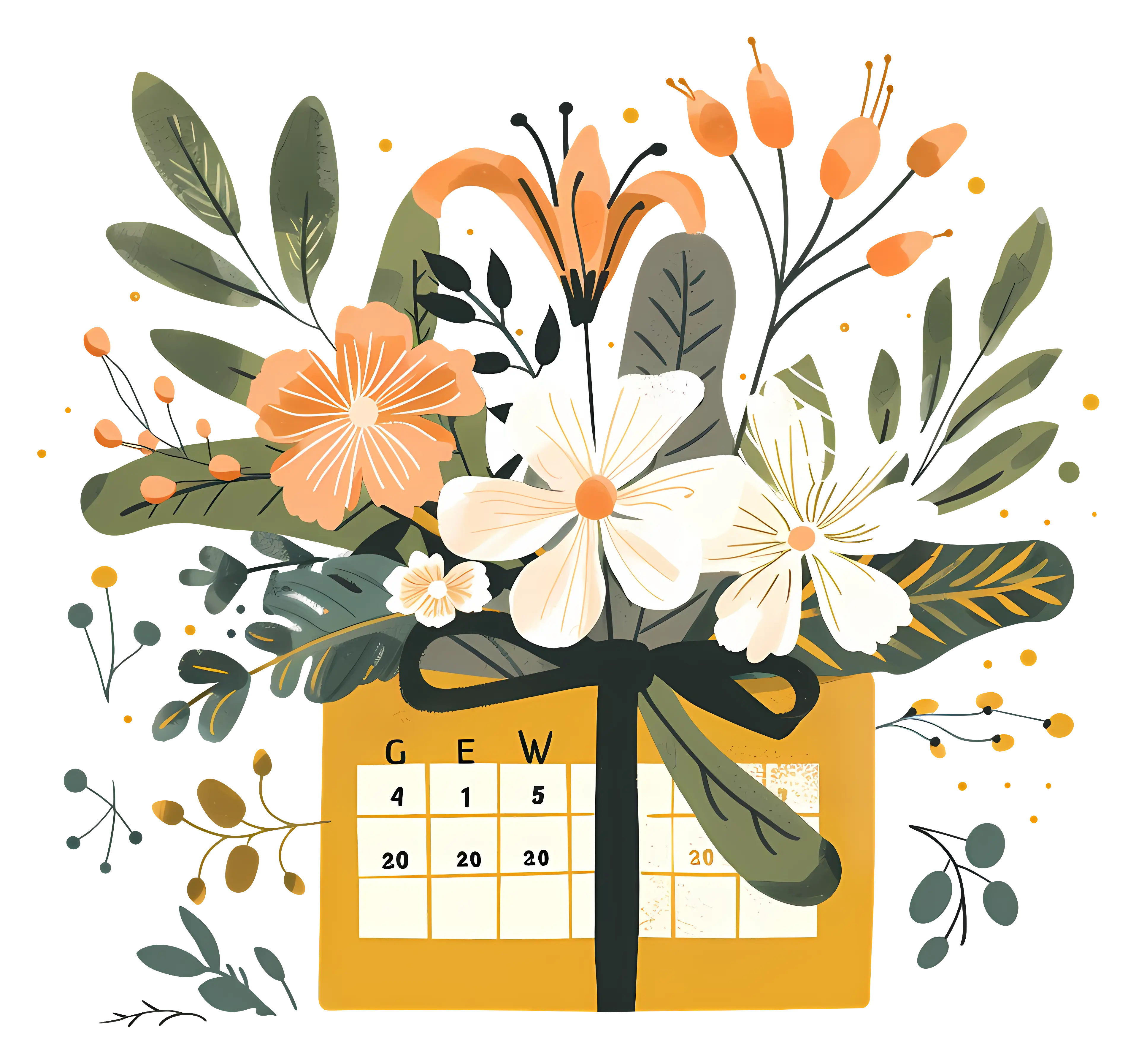 Beautiful Floral Calendar Illustration