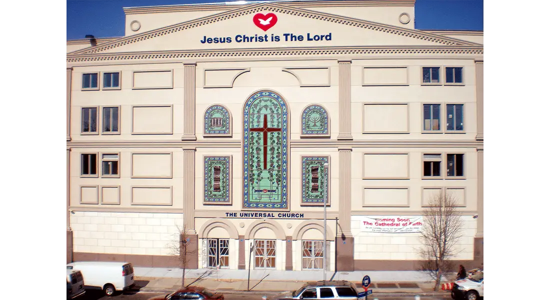 Large Church Building with Stained Glass Windows