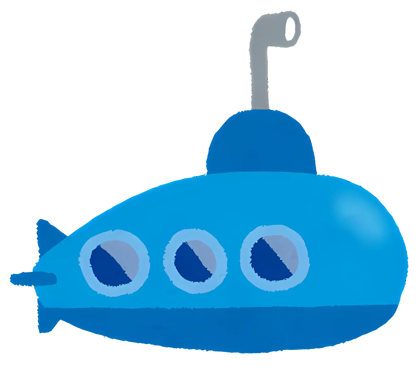 Cute Blue Cartoon Submarine Illustration