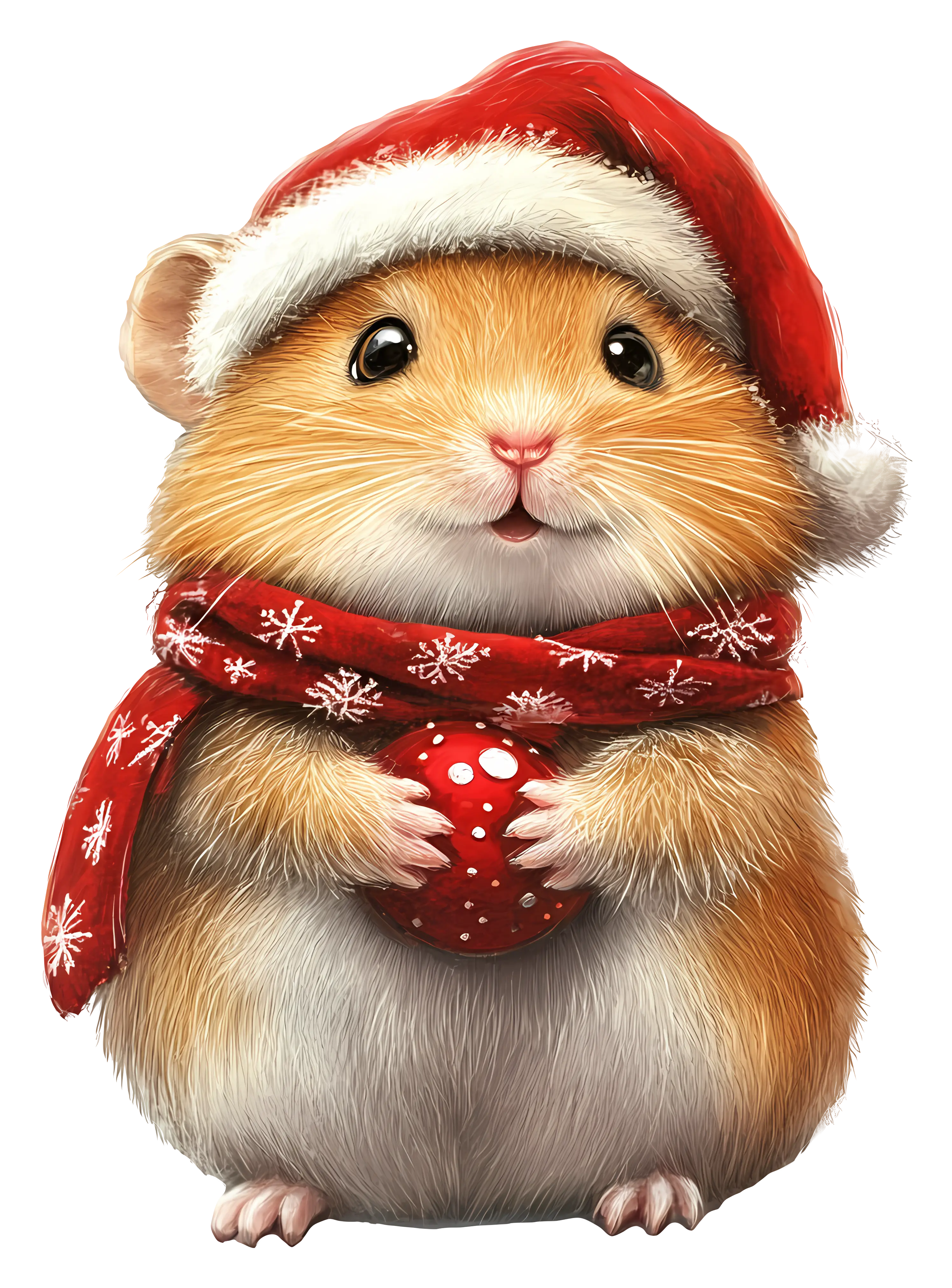 Hamster in Santa Hat and Red Scarf