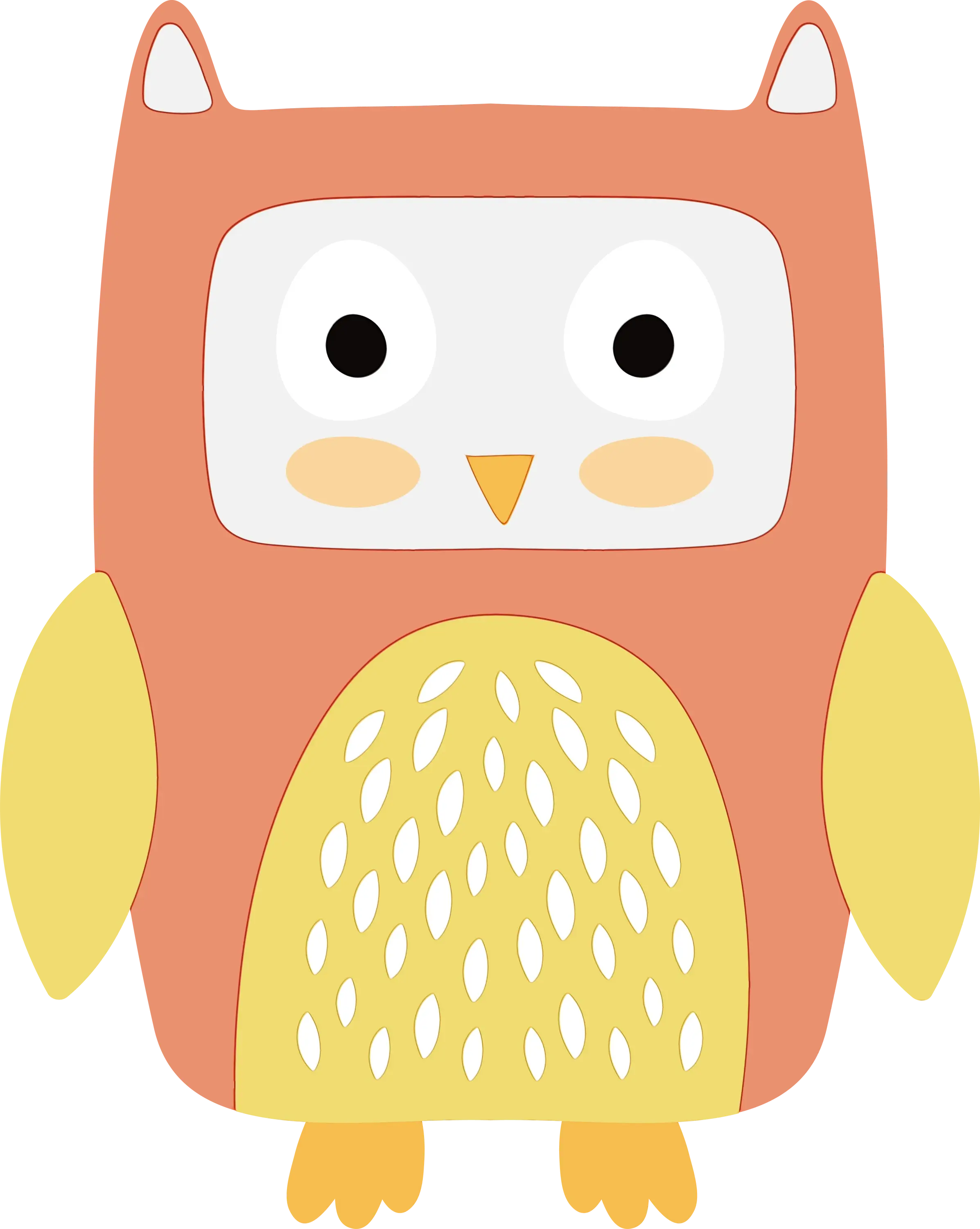 Cute Owl Cartoon in Orange and Yellow