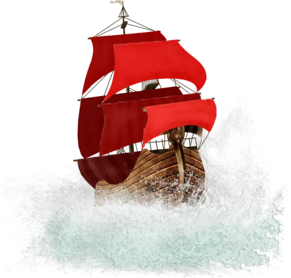 Red Sailed Ship on Water