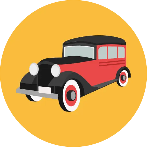 Illustration of a Vintage Red and Black Car