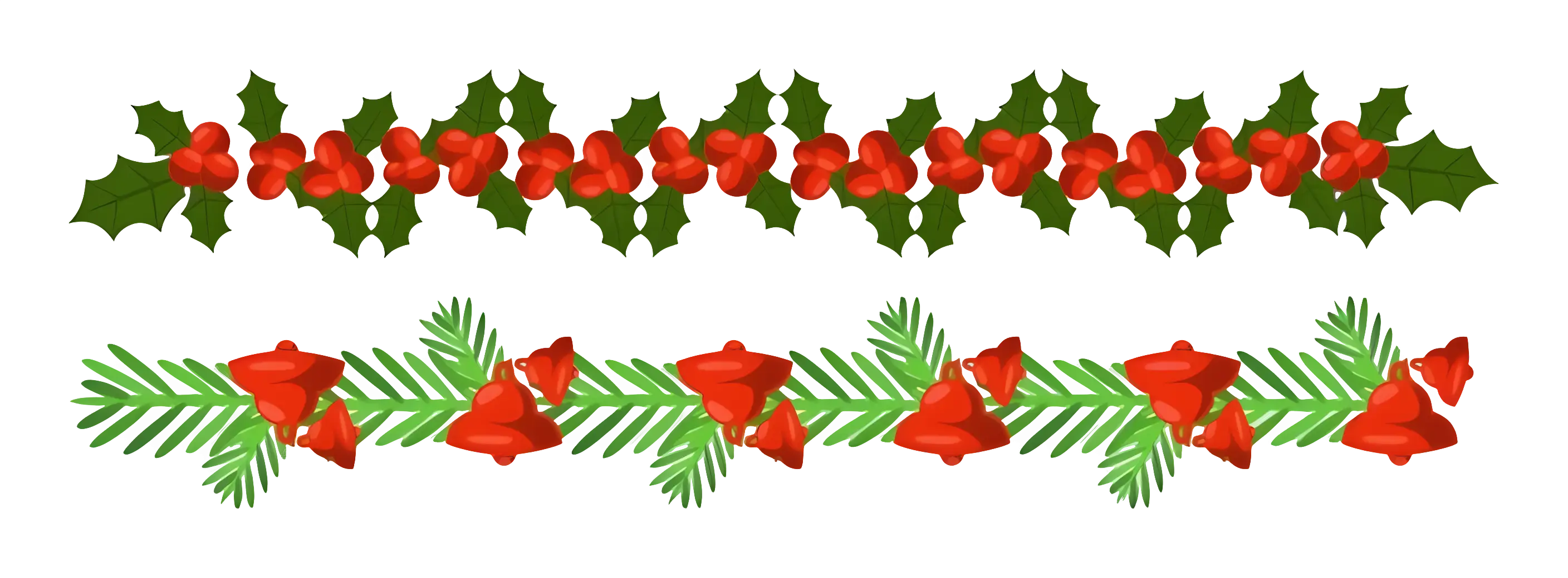 Christmas Garland Featuring Holly Leaves and Bells