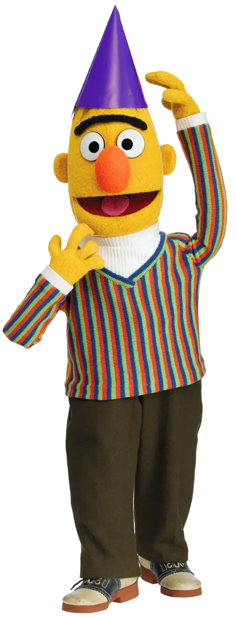 Colorful Cartoon Muppet Wearing a Party Hat