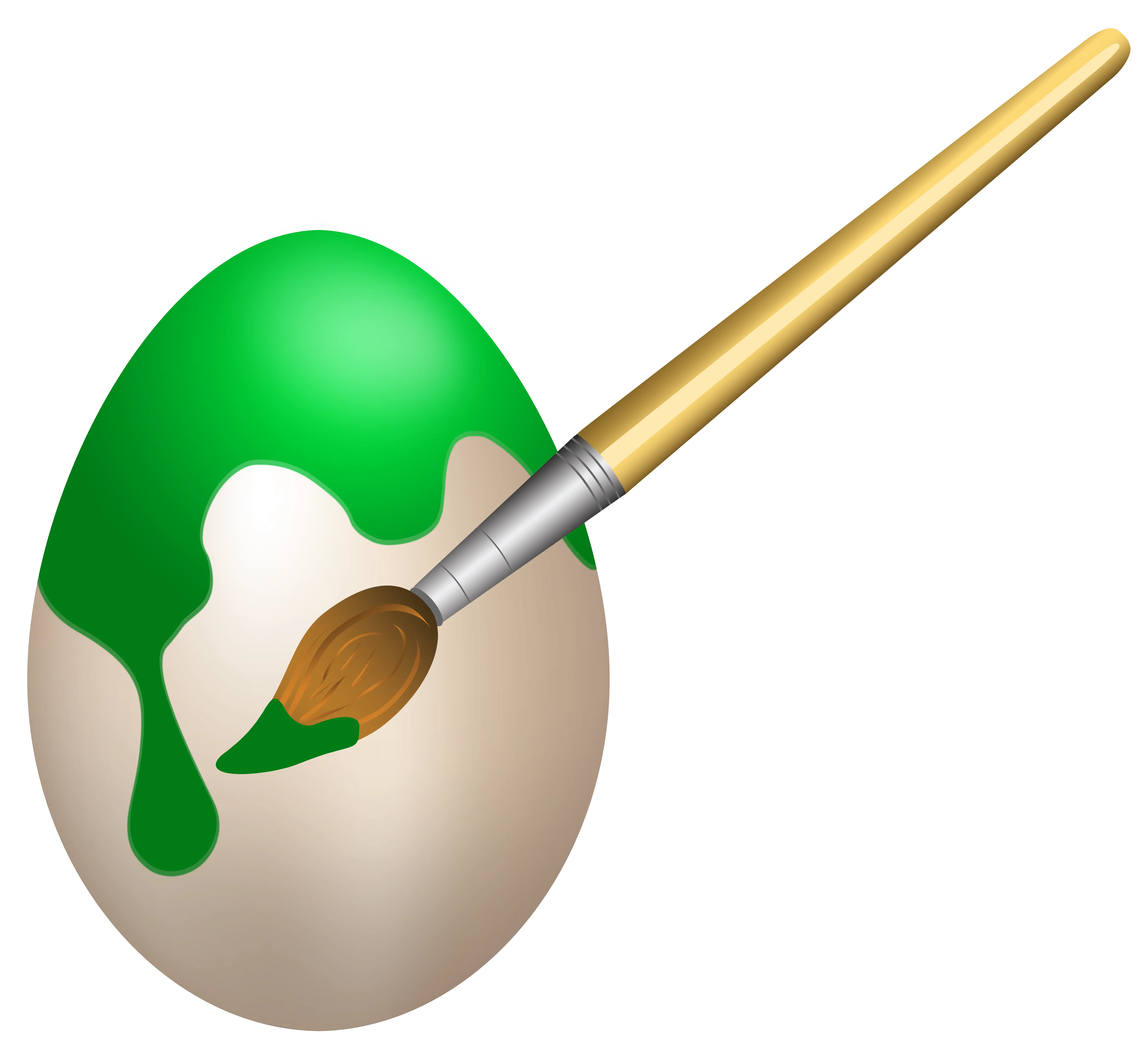 Green Painted Egg with Brush for Easter