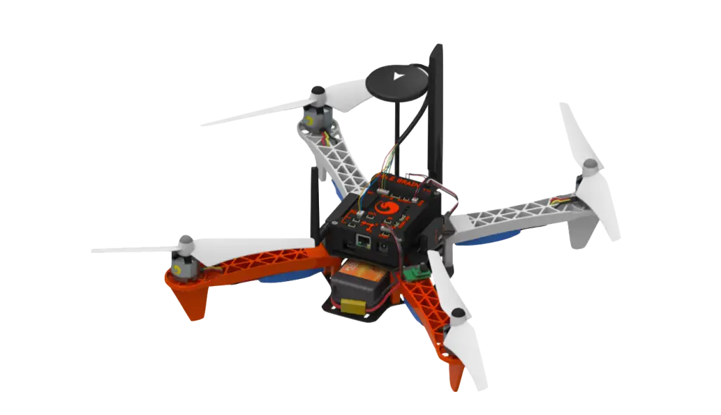 Modern Orange and Black Drone for Aerial Use