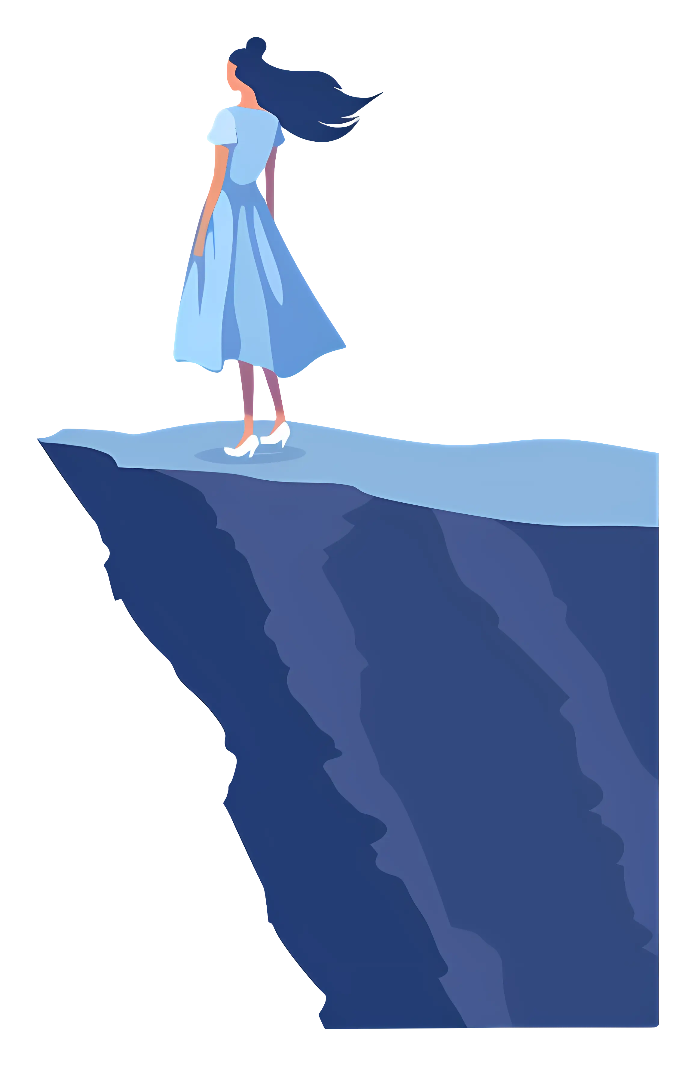 Woman Standing on Cliff Edge