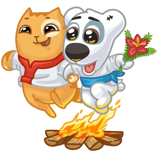 Cute Cartoon Cat and Bear