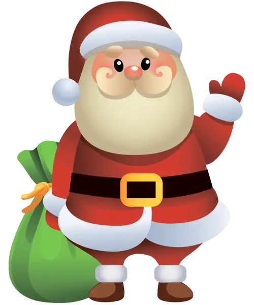 Santa Claus Cartoon with Green Bag