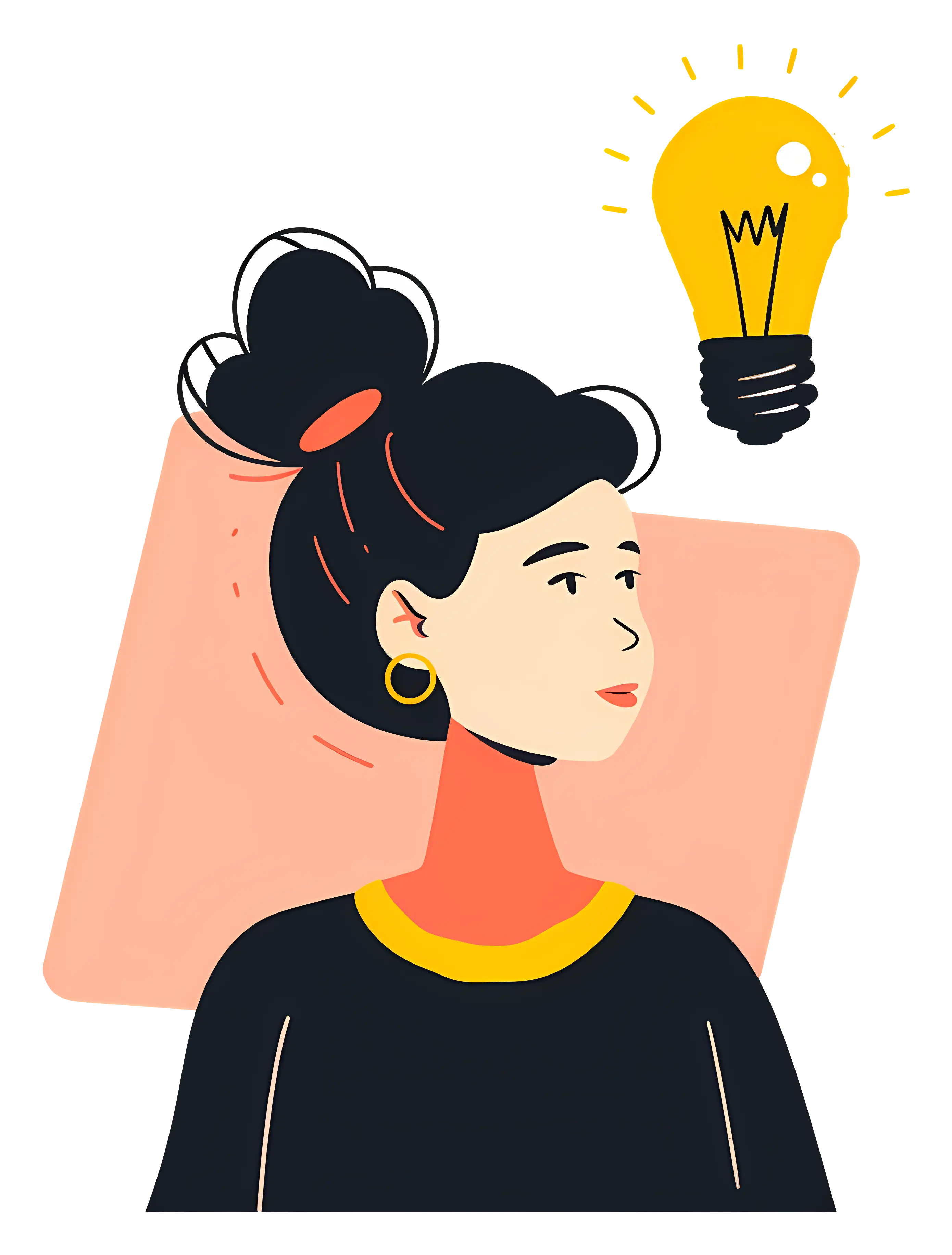 Woman with Idea Light Bulb